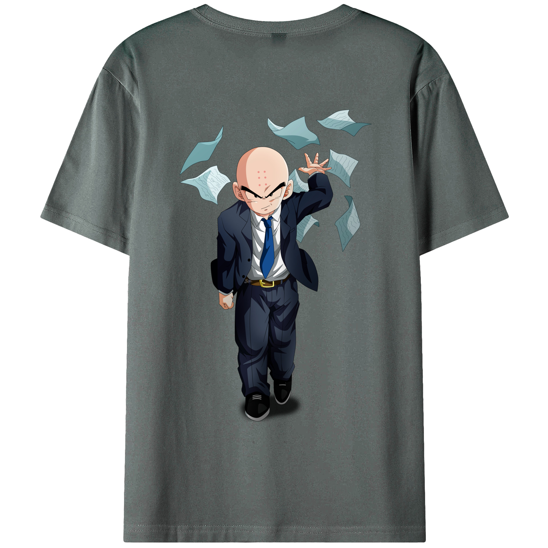 （画像用） ドラゴンボール クリリン DRAGON BALL krillin 綿100％ メンズ半袖Tシャツ（バックプリント） 通気性